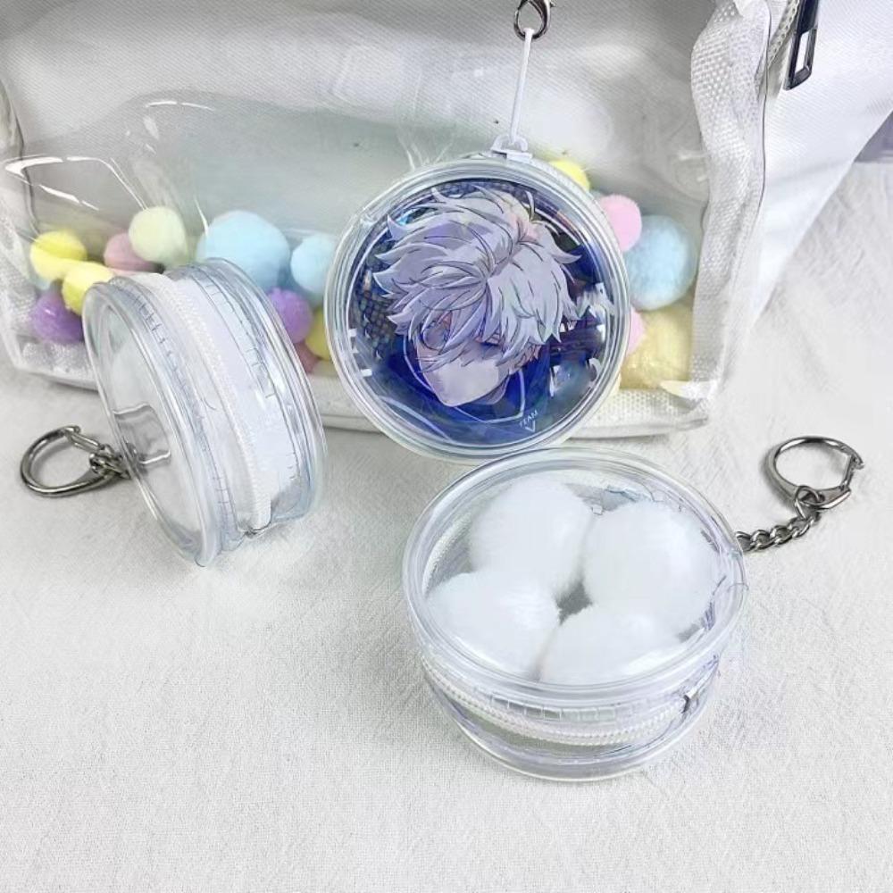 Keyring Round Badge Storage Pouch Protection Case Clear Outdoor Bag Anime Badge Display Bag Gifts
