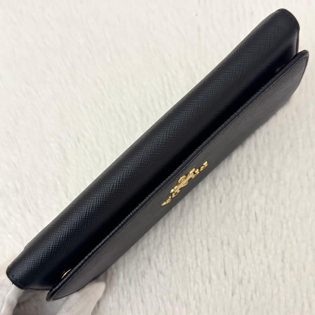 Used Excellent Condition  RFID Built-in PRADA Saffiano Long Wallet with Pass Case, Black