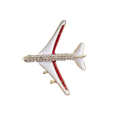 Hot Selling Rhinestone Airplane Brooch Men's and Women's Fashion Drip Oil Chest Flower Casual Dress Coat Jacket Pin