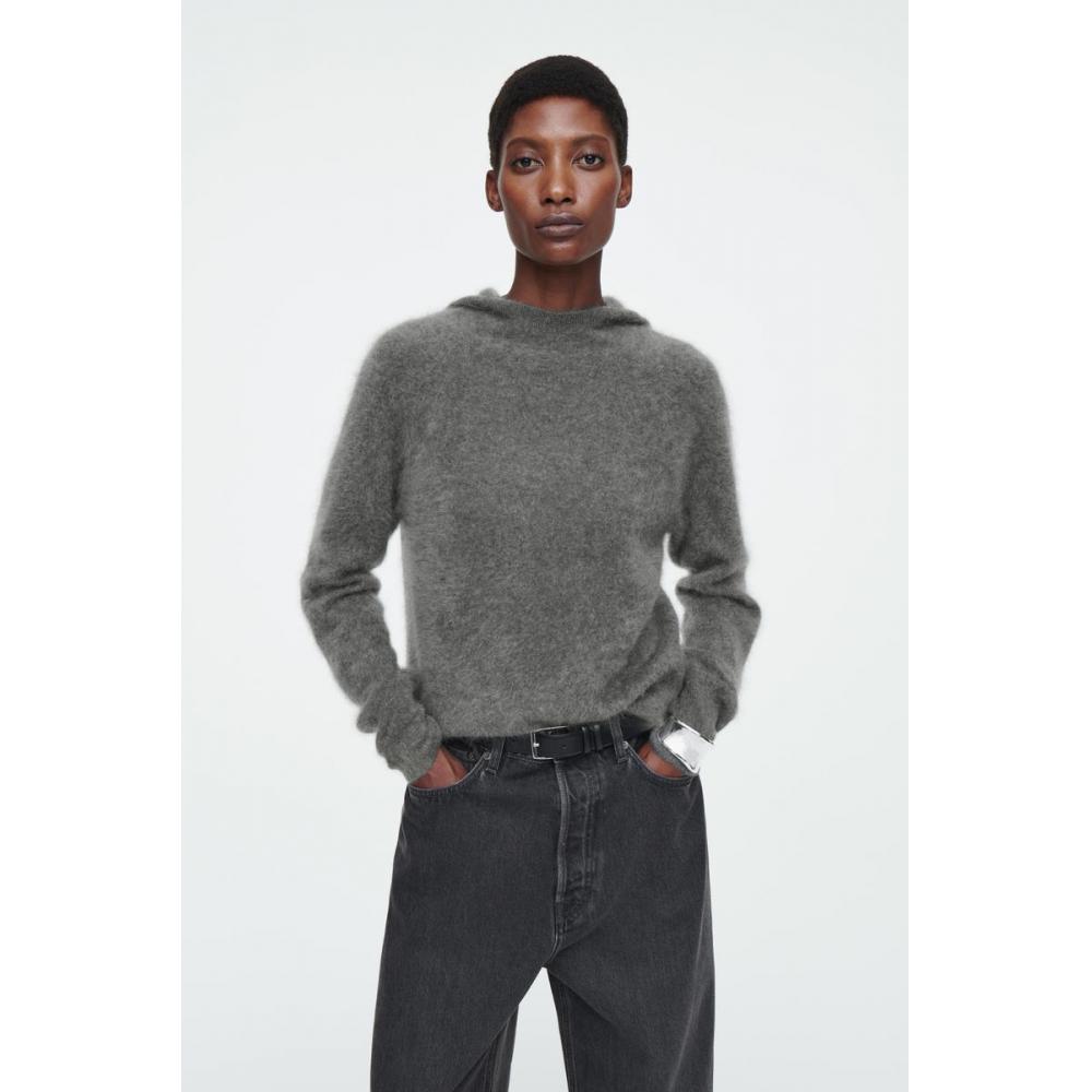 

Cos Japan Textured Pure Cashmere Hoodie green gray/S