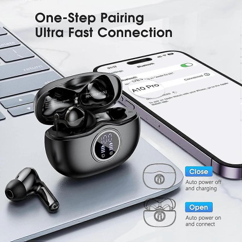 Black:Wireless Earbuds, 50hrs Playtime Bluetooth Earbuds Built In Noise Cancellation Mic With Charging Case, Bluetooth Headphones With Stereo Sound, I