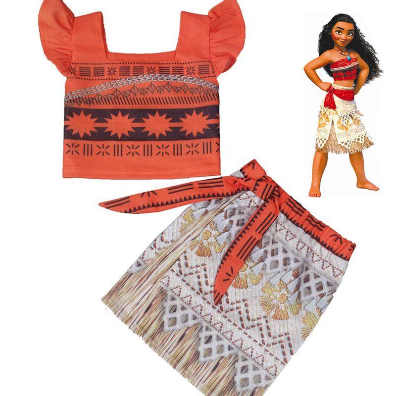 Enchanting Princess Moana Costume Outfit Bra Skirt Set For Little Girls Cosplay Adventure