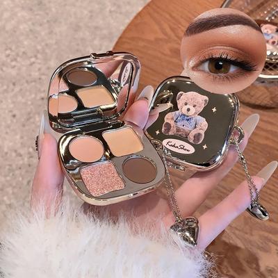 4 Farben Matte Schimmer Lidschatten Palette Frühlings Pastelle Hohe Pigmentierung Lidschatten Wasserdicht Langanhaltendes Make-up