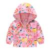 Toddler Kids Cartoon Print Hooded Jacket Boys Girls Lightweight Windproof Zip Up Casual Outerwear Coat