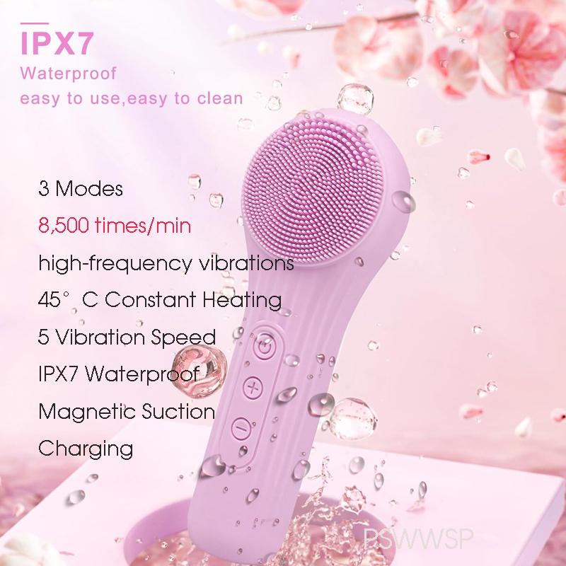 Silicone Face Cleaner Electric Sonic Facial Cleansing Brush Ultrasonic Vibrating Face Massager Mini Pore Deep Cleaning Machine