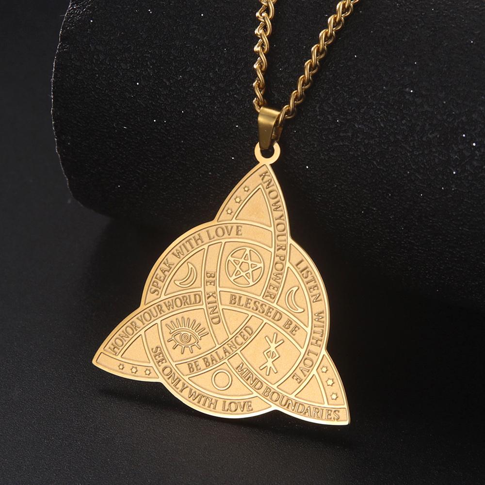 Dawapara Triple Moon Goddess Triquetra Necklace Trinity Knot Pendant Irish Amulet Wiccan Witchcraft Jewelry Stainless Steel