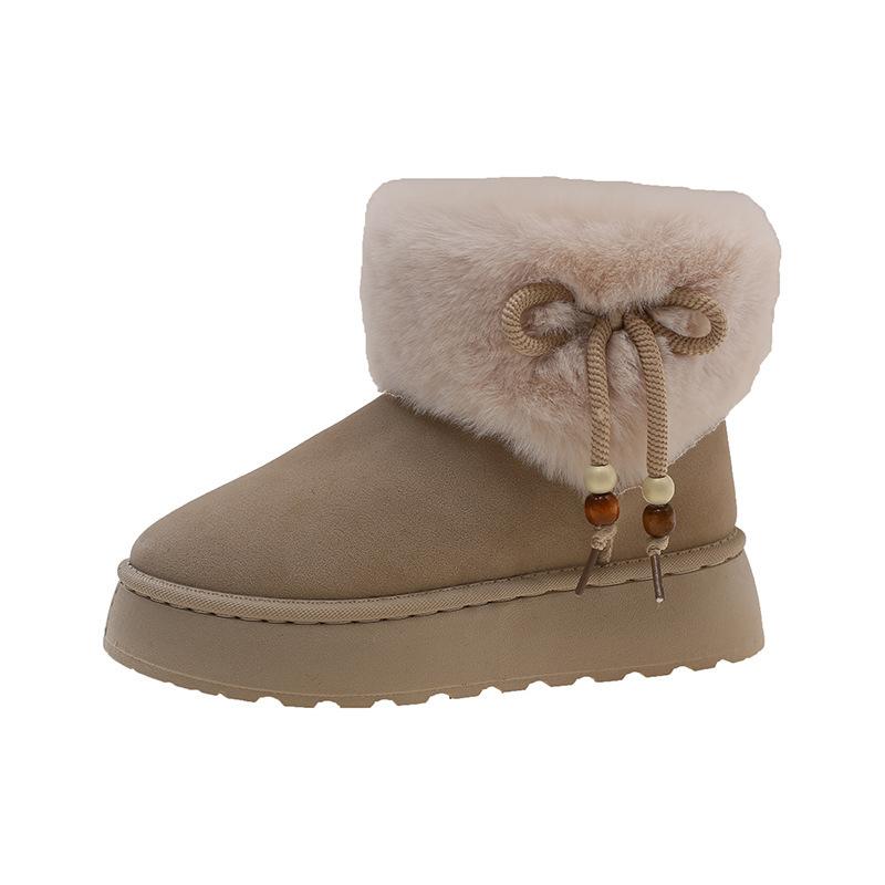 Winter new snow shoes large size flat short boots cotton shoes women's shoes piled thickened warm women's boots