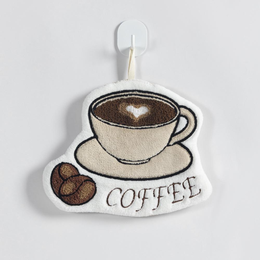 

Новое кофейное полотенце с утолщенной коралловой флисовой вышивкой, симпатичное полотенце для рук, кухонное и детское маленькое полотенце для ванной 26*21cm белый