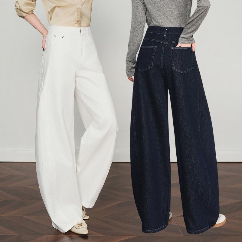 Damen Weite Hosen mit Hoher Taille - Retro Lockerer Schnitt, Schlankmachender Bananenstil für Frühling/Herbst