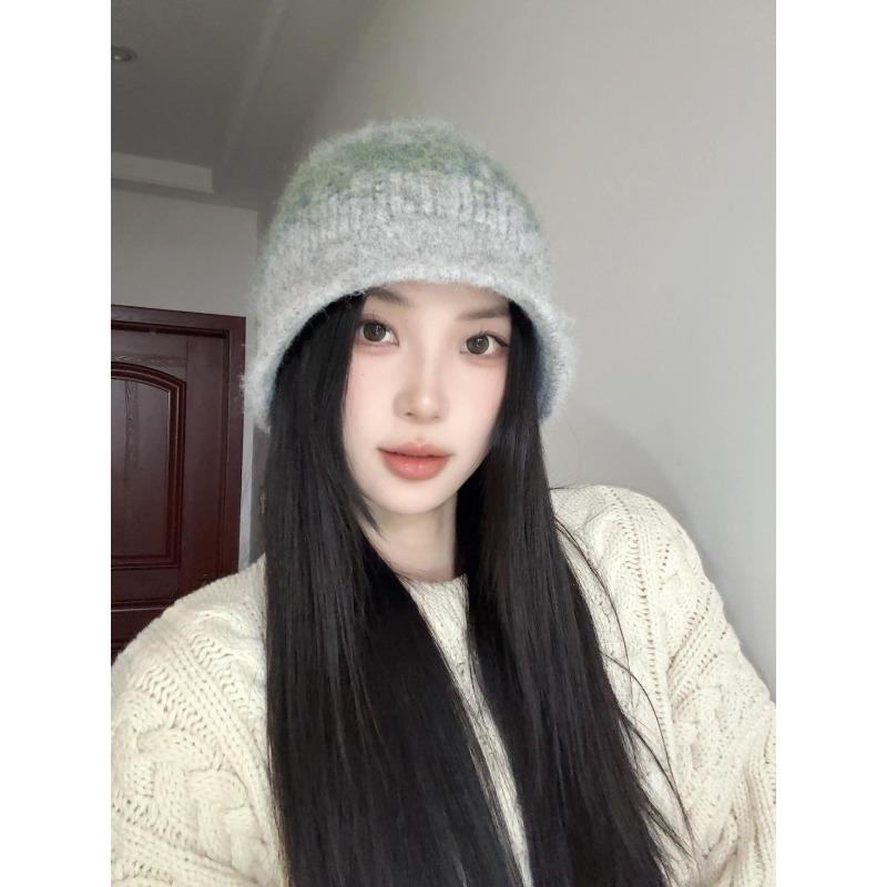 

Warm Cold Hat Small Head Fisherman Hat Trendy Autumn and Winter Brushed Ear Protection Versatile Knitted Toe Cap for Women one size