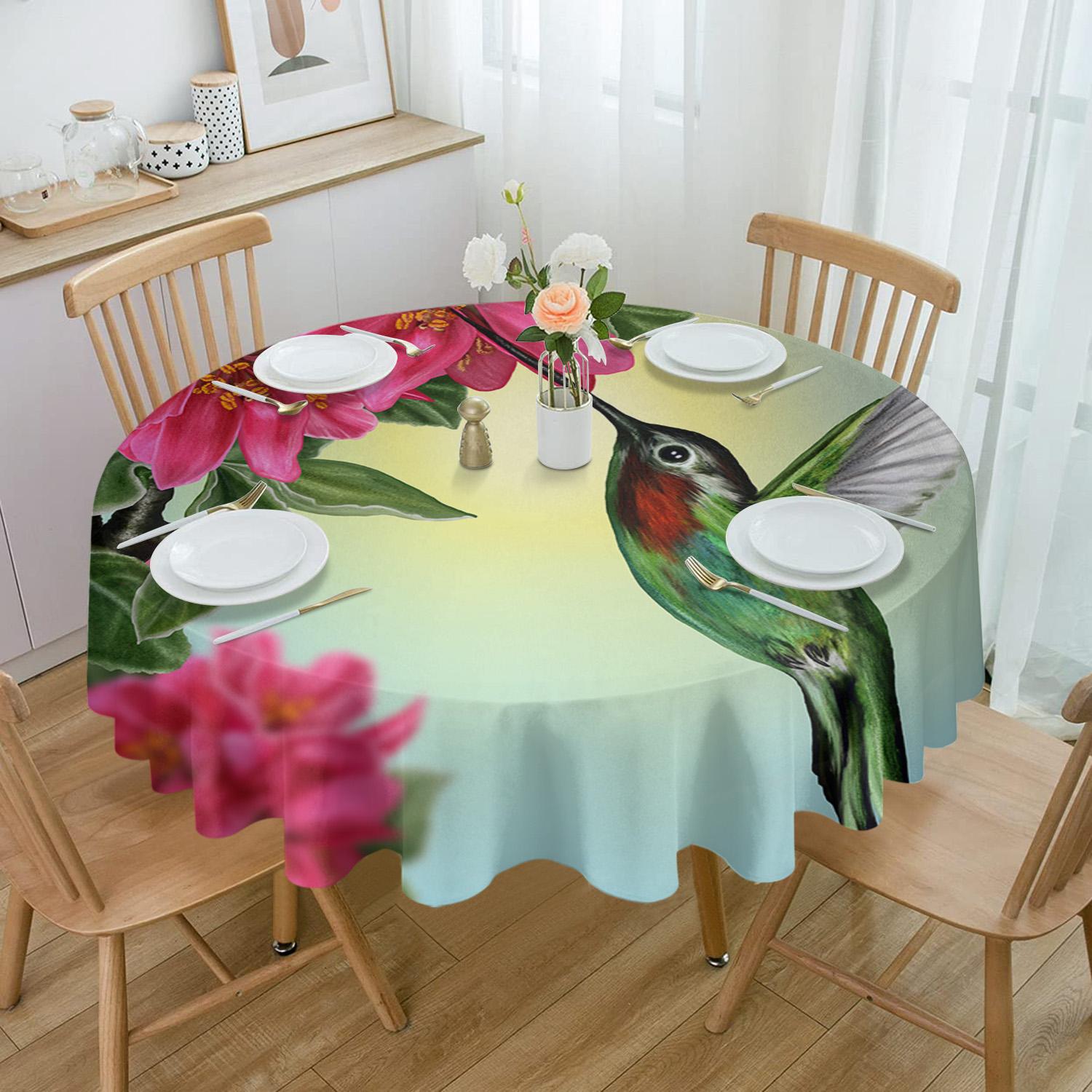 

Цветок колибри круглый стол скатерть фестиваль столовая водонепроницаемая скатерть покрытие стола для свадебной вечеринки декор 4pcs 33x48 Table mat