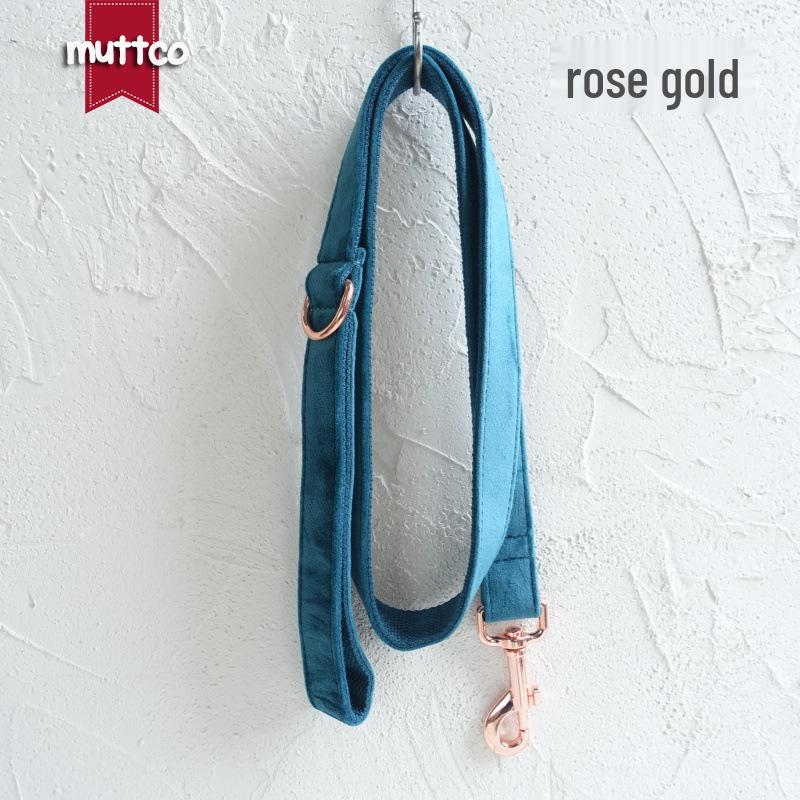 MUTTCO Double Layer Thick Fleece Dog Collar & Leash with Rose Gold Buckle UDC-097M Medium