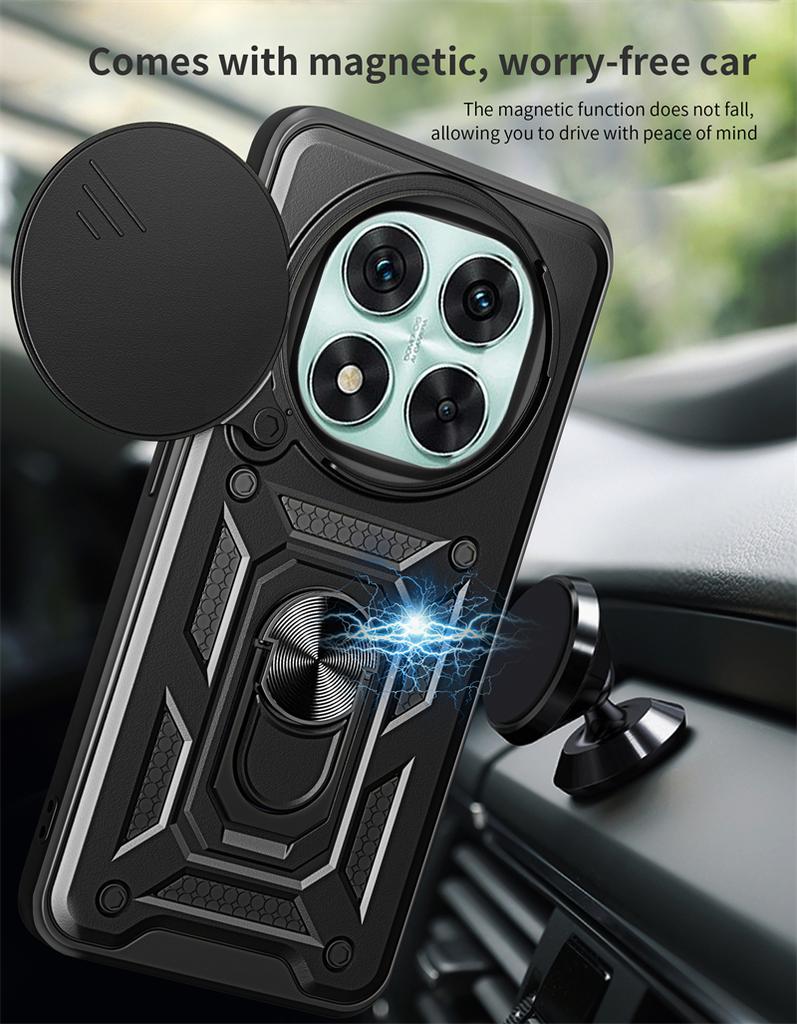 Funda For Redmi Note 14 Pro 5G Case Shockproof Armor Slide Lens Back Cover For Redmy Note14 Note14pro Plus 5G Ring Stand Cases