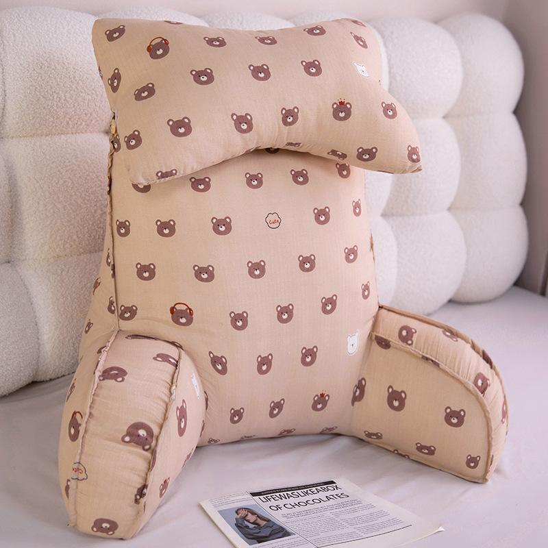 

Oversized Soft Lumbar Support Cushion-Tall Backrest for Bed, Couch, Office Seat, Comfortable Back Support with Plush Fur Pillows 65x55cm коричневый
