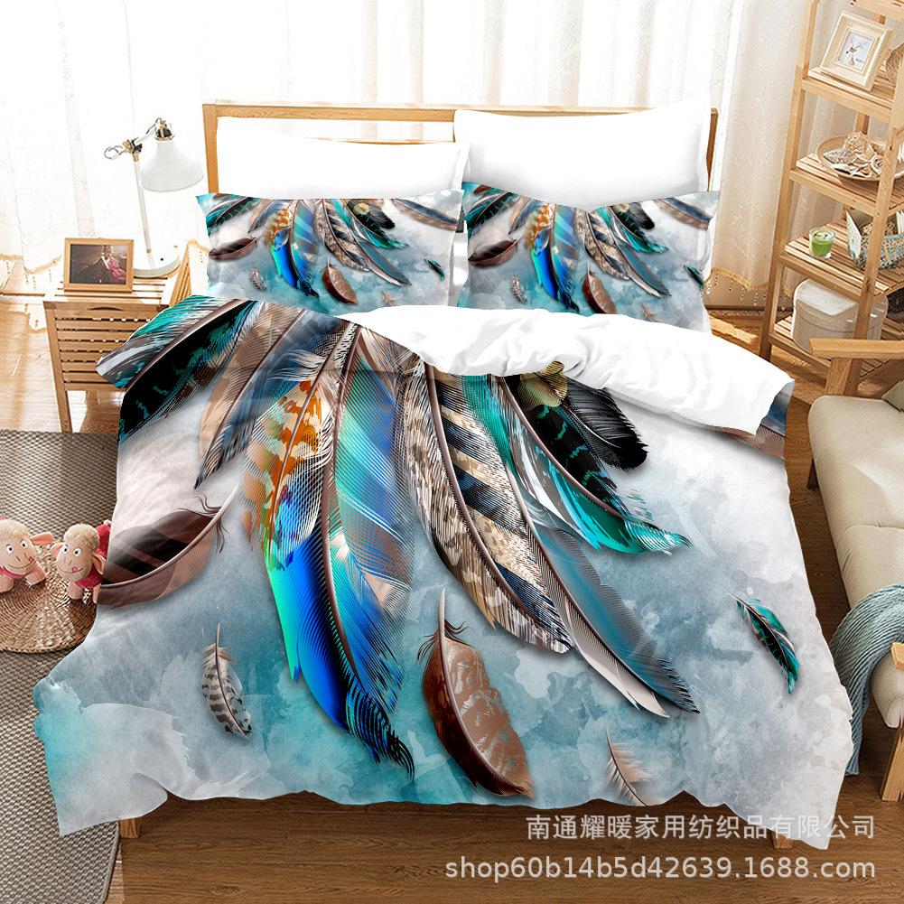 3D Digital Printing Bedding Four-Piece Set Three-Piece Set Feather Sheet Quilt Pillow