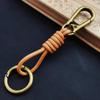 Leather Lanyard Hook Retro Cowhide Punk Keychain for Men Vintage Leather Rope Key Chain for Car Key Ring Pendant Gift