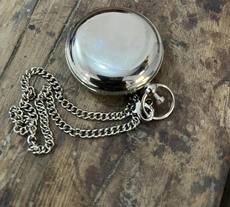 Engraved Brass Pocket Compass: Nautical Marine Navigation with Leather Case