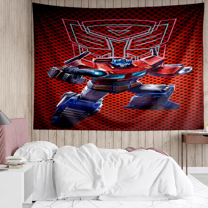 Transformers Print Tapestry, Backdrop, Easy Setup, Ideal for Bedroom, Office & Living Room, with Aesthetic Wall Hanging Decor.