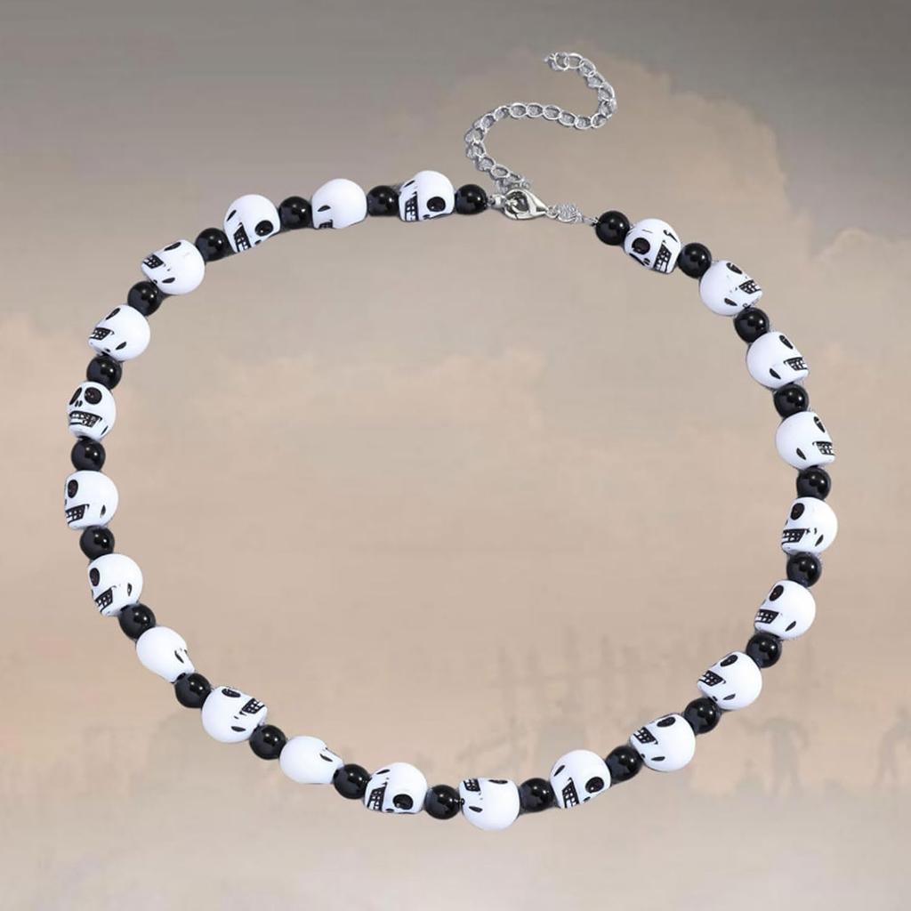 Skull Beads Necklaces Punk Goth Skull Necklace Skeleton Head Beads Skull Beads Necklace Jewelry