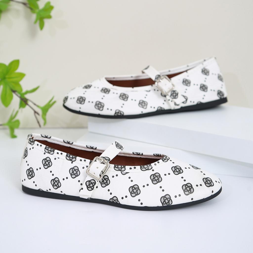 fashion Autumn Women's Flats Round Toe  Shallow Shoes for Women Outdoor Slip on Causal Flower Loafers Platform Flat Buckle Strap Shoes