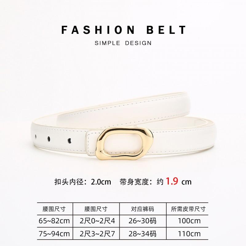Womens Genuine Leather Thin Belt With Zinc Alloy Buckle Office Casual Pants Chic Waist Accessory
