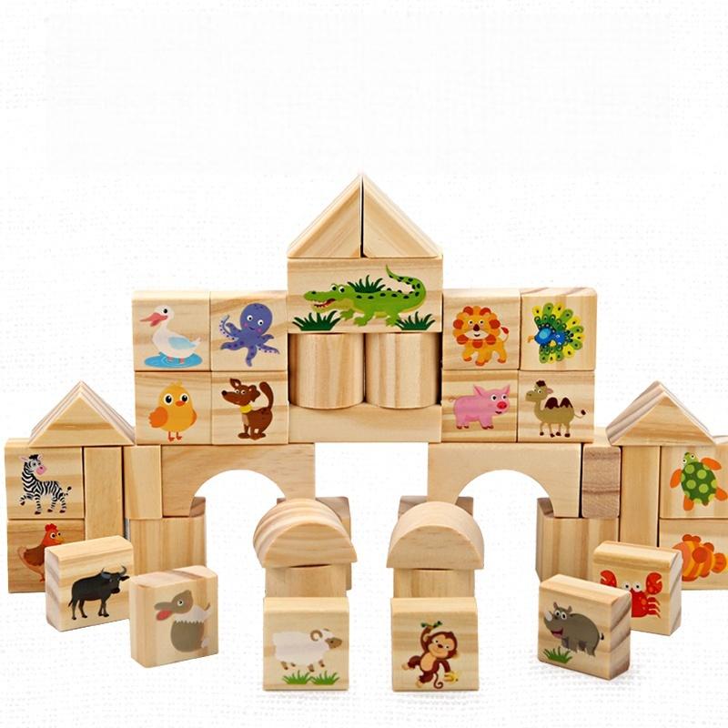 

Wooden DIY Puzzle Blocks for Boys And Girls Montessori Stacking Blocks Colorful Educational Creative Toys Enlightenment Thinking