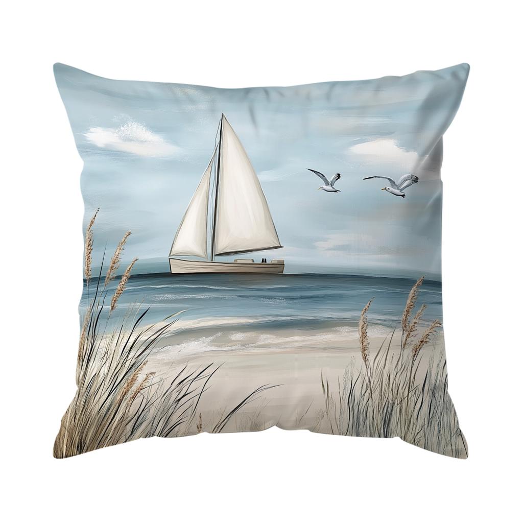 4pcs Setmarine Theme Cushions Pillowcase Polyester Cushion Cover Throw Pillow Pillowcover Home Car Sofa Decor