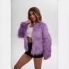 Womens Faux Fur Coat Winter Open Front Oversized Plus Size Long Sleeve Warm Outerwear In Purple White Grey Black Red