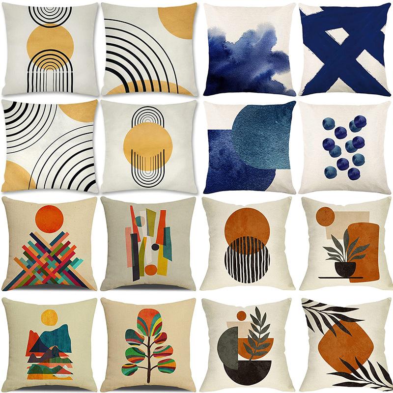 Popular Simple Abstract Geometric Pillow Case Nordic Morandi Home Sofa Car Cushion Cover
