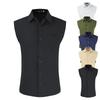 Nuova Camicia da Uomo in Lino Senza Maniche per Primavera e Autunno Gilet Semplice Casual Gilet in Lino con Tasca Decorativa Top