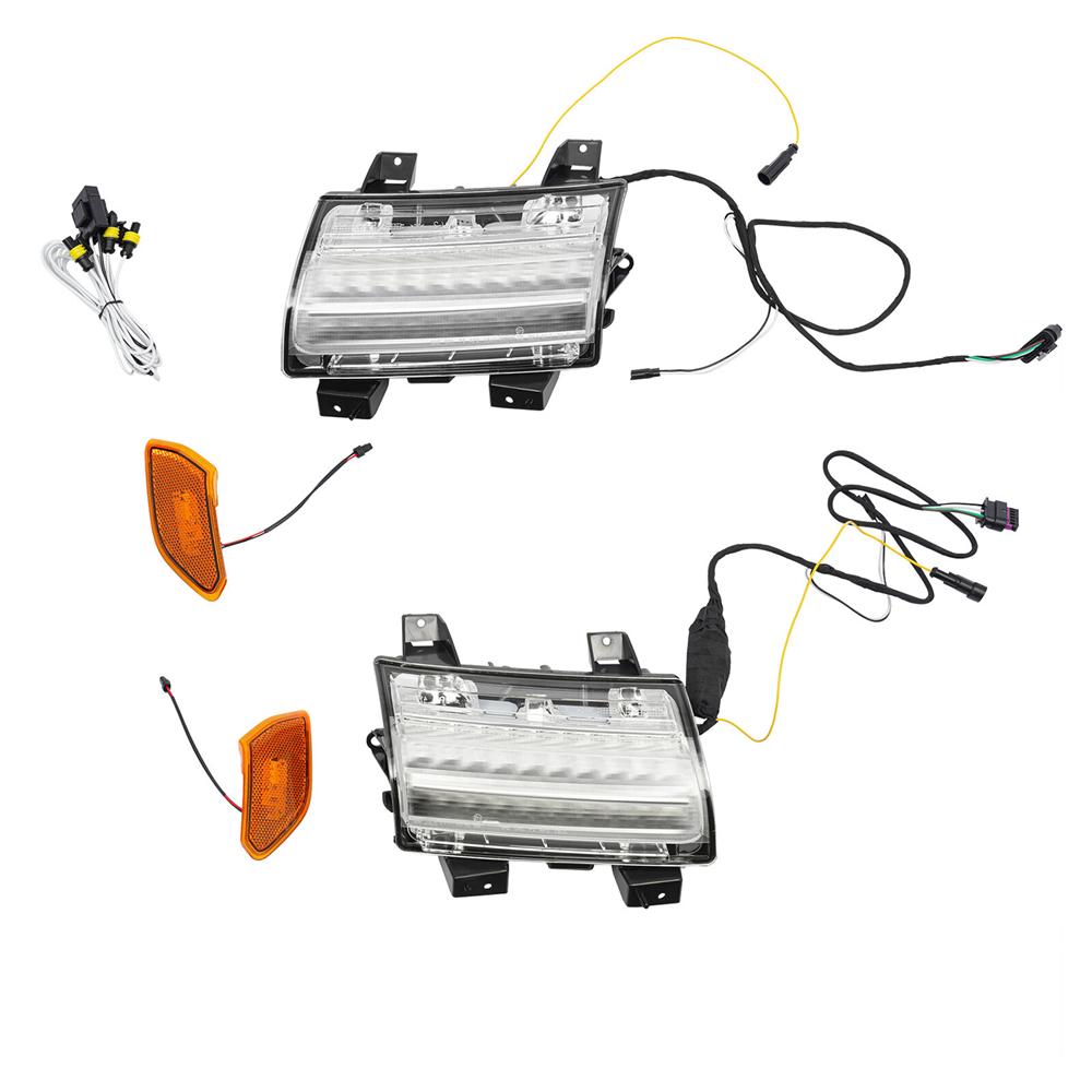 Pair For 18-22 Jeep Wrangler JL LED Daytime Running Lights W/ Turn Signal Light