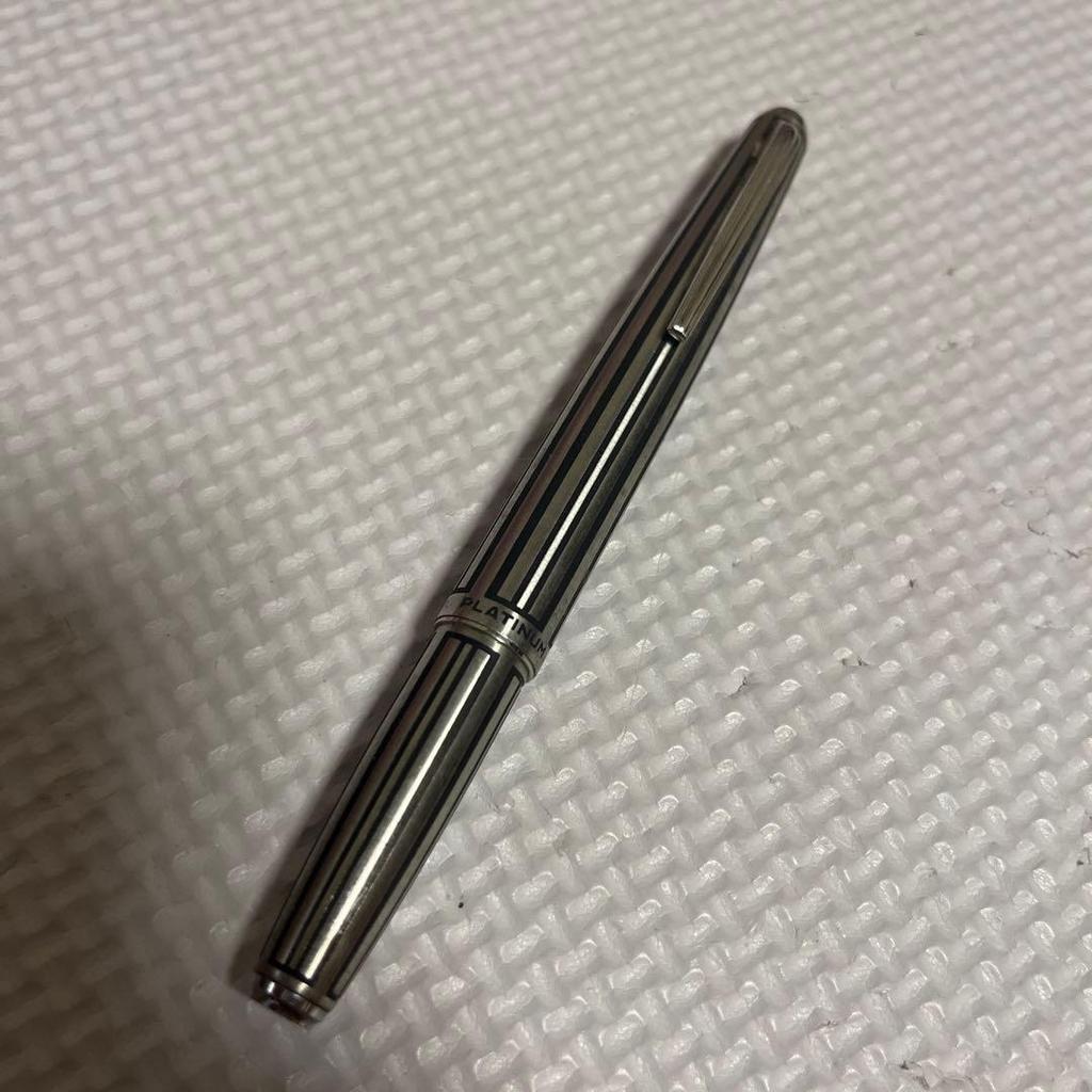 Used Platinum PLATINUM Fountain Pen Nib K18WG Silver Black Stripe