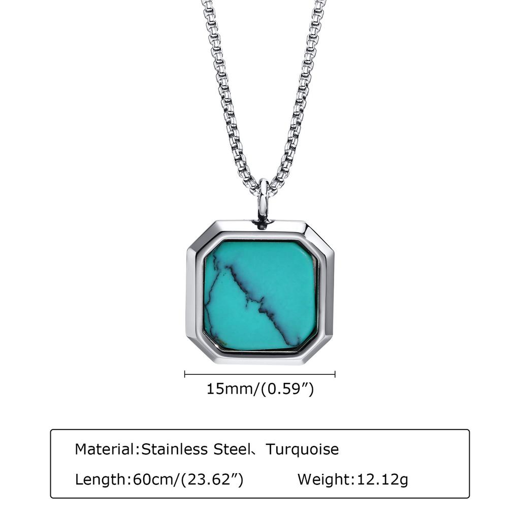 Stainless Steel Square Pendant Men, Sweater Stacked Necklace, Natural Tiger Eye Sweater Chain Nc-892