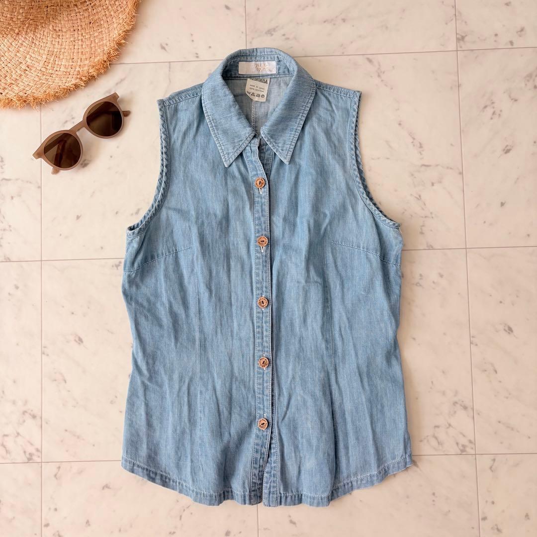 Used Alvarosa Sleeveless Denim Shirt [F] Tank Top Tops Heisei Gal
