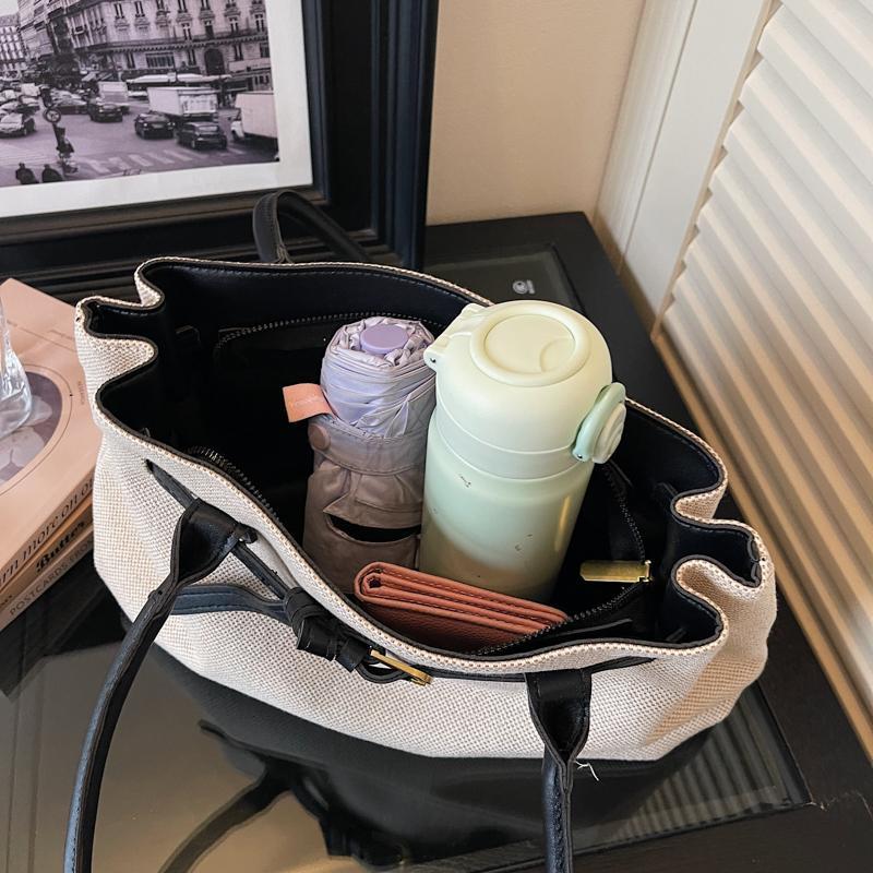 Commuter Shoulder Bag Contrast Color Tote Bag Women's Large Capacity Underarm Bag