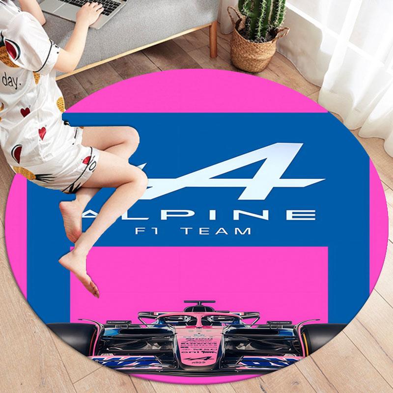 Alpine F1 Round Area Rug,Carpet Rug for Living Room Bedroom Sofa Playroom Decor,Non-slip Floor Mat