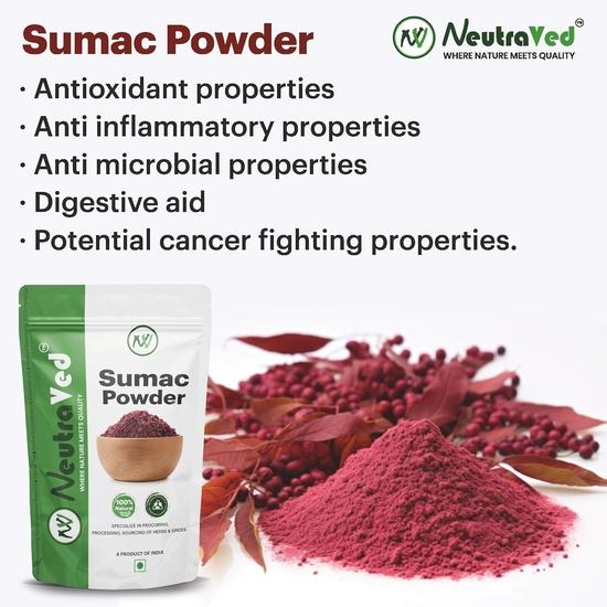 NeutraVed Sumac Powder - 200g | Reusable Food Grade Zipper Pack | 200 Gams