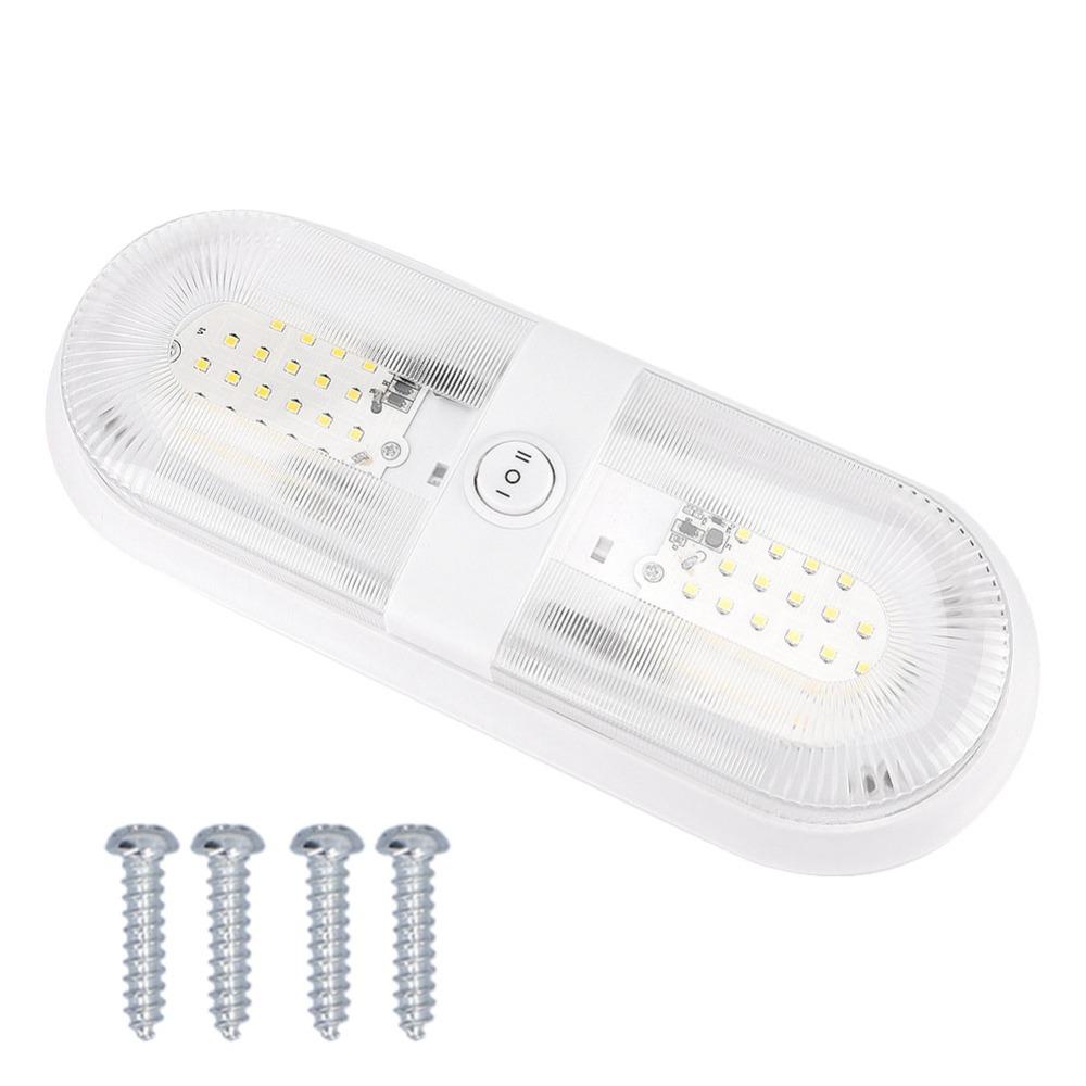 På Av-brytare 360lm Ljusstyrka LED Husbils Tak Kupol Ljus Vitt Ljus Aluminiumplatta Tak Kupol Ljus Husbils Belysning Husbilar