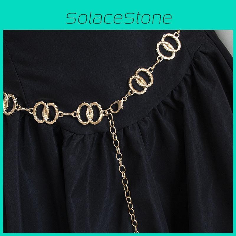 Women Metal Double Ring Waist Chain Summer Stylish Jewelry Chain Accessory