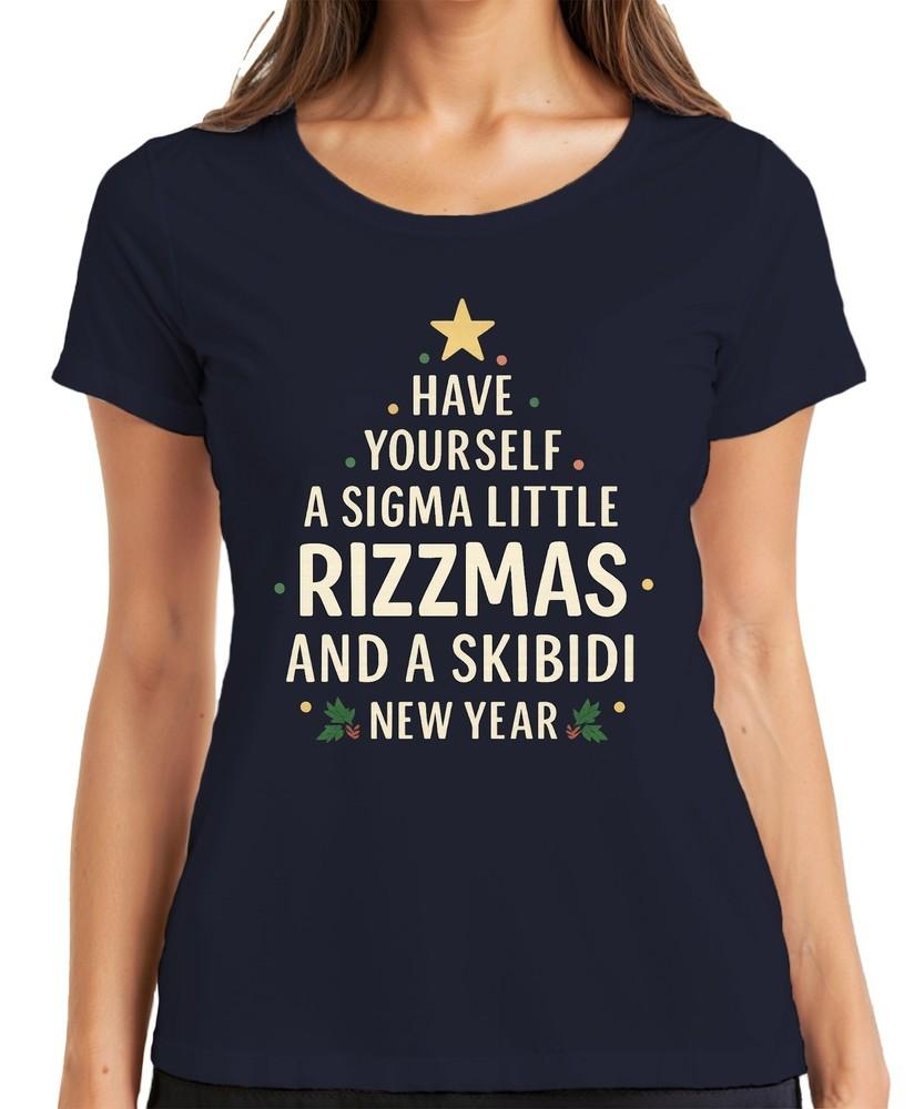 Have Yourself A Sigma Rizzmas Skibidi Funny Christmas New Year Ladies TShirt S