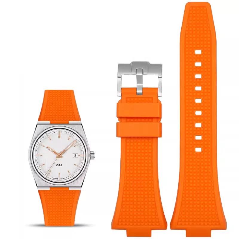 Watchband For Tissot PRX Series Super Player T137.407/T137.410 wristband Butterfly Buckle Men's High quality Watch Strap 26*12mm