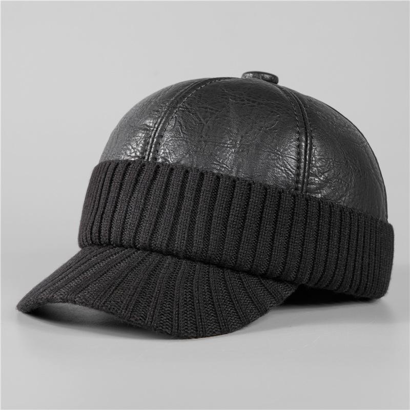 Winter Warm Hat Men's Winter Fleece Ear Protector Cap Cap Leather Hat Cold-proof Baseball Cap