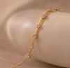 Diamond Station Bracelet, Dainty Jewelry, Gold Plated Anniversary, Luxury Minimalist Gift For Her
