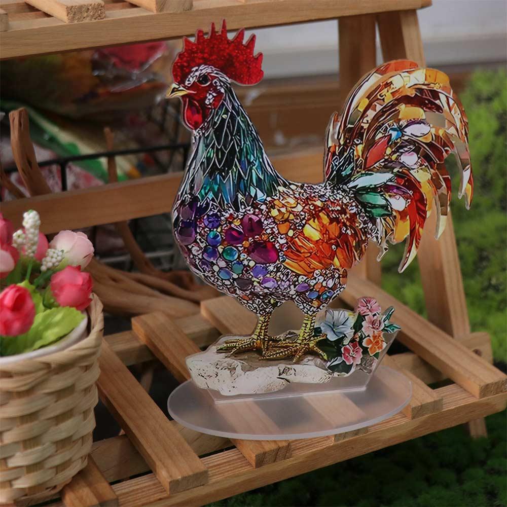 Acrylic Rooster Ornament Creative Miniatures Figurine Sculpture Animal Statue Ornament  Living Room
