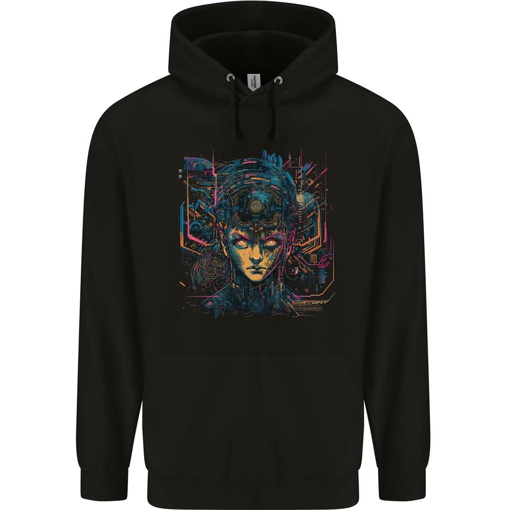 Futuristic Cyberpunk Girl Crypto Alien, Childrens Kids Hoodie