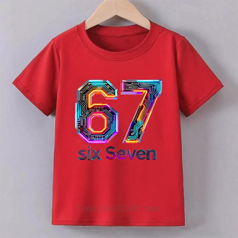 

Childrens Clothing Six Seven Print Tshirt Summer Girls Boys Punk Casual Fashion Tops Kids Colorful ONeck Short Sleeve Tshirt S