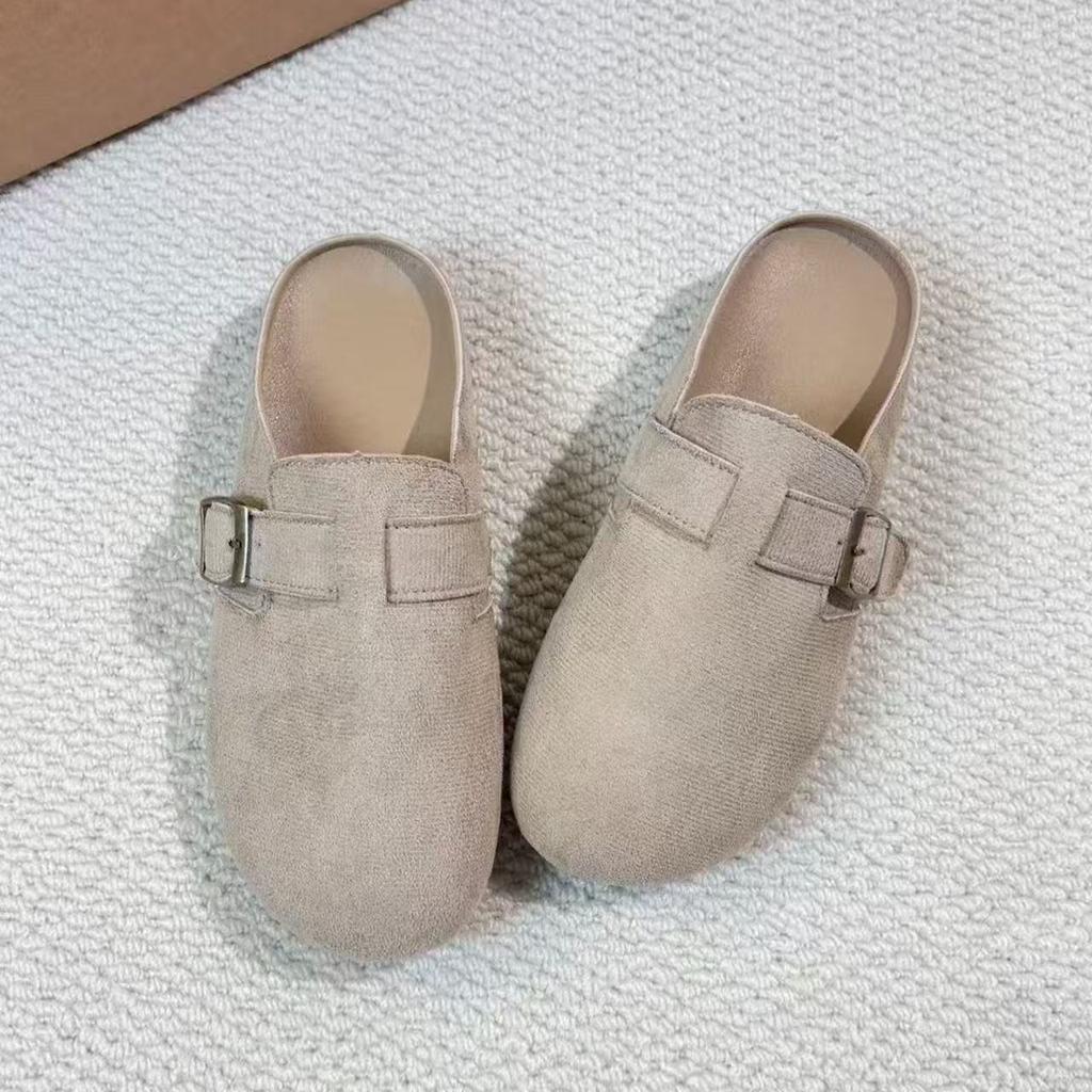 Baotou cool slippers, new matte leather thick-soled lazy Muller shoes in spring
