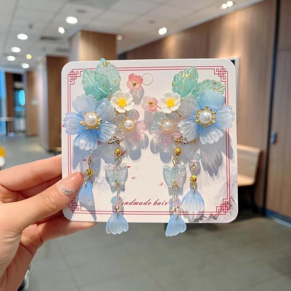 Ancient Style Children's Hanfu Hairpin with Tassel and Forehead Chain