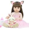 53 cm Bebe-Puppe, wiedergeborenes Kleinkind, Mädchen, rosa Prinzessin, sehr weich, Ganzkörper-Silikon, schöne Puppe, fühlt sich echt an, Spielzeuggeschenke
