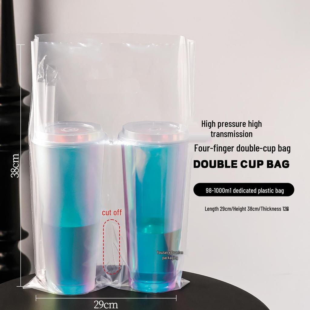 1L Disposable Rainbow Milk Tea Cup with Lid, 98mm Caliber, Colorful Laser Film Inner